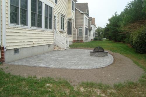 EP Henry Village Square Paver Patio with Fire Pit / Pewter Blend